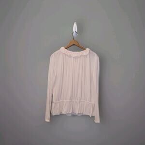 BA&SH Pink Jagger Blouse Ruffle Collar Elastic Waist Size 1 US Small Romantic